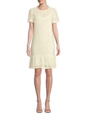 Michael Michael Kors Ruffled-hem Lace Tee Dress