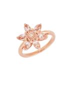 Lord & Taylor Morganite And White Topaz 14k Rose Gold Floral Ring