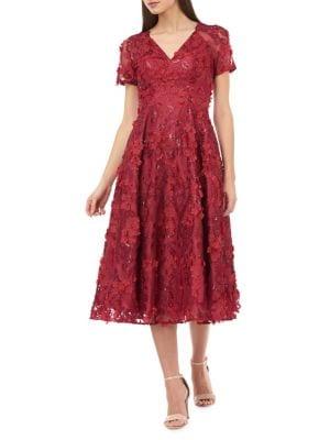 Carmen Marc Valvo Infusion Floral Midi Cocktail Dress