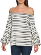 1.state Stripe Off-the-shoulder Top