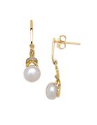 Lord & Taylor 6mm White Freshwater Pearl Diamond And 14k White Gold Drop Earrings