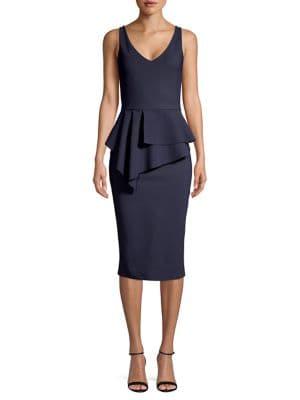 Chiara Boni La Petite Robe Asymmetrical Peplum Sheath Dress
