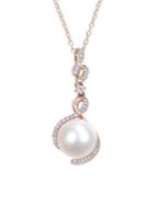 Sonatina Sterling Silver, 10-10.5mm Pearl, White Sapphire & Diamond Pendant Necklace