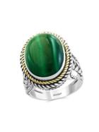 Effy Sterling Silver, 18k Yellow Gold And Malachite Ring