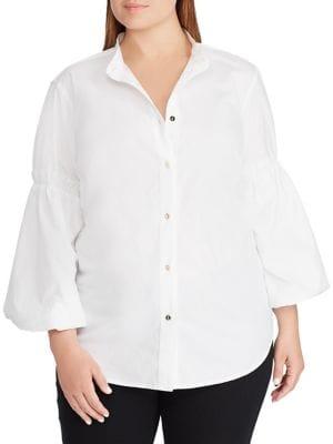 Lauren Ralph Lauren Plus Broadcloth Bishop-sleeve Shirt