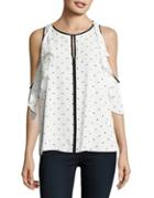 Vince Camuto Dotted Cold-shoulder Top