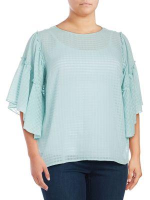 Vince Camuto Plus Textured Grid Blouse