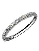 Lord & Taylor Diamond Accented Bangle In Sterling Silver With 14k Yellow Gold
