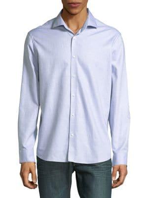 Black Brown Slim-fit Solid Button-down Shirt