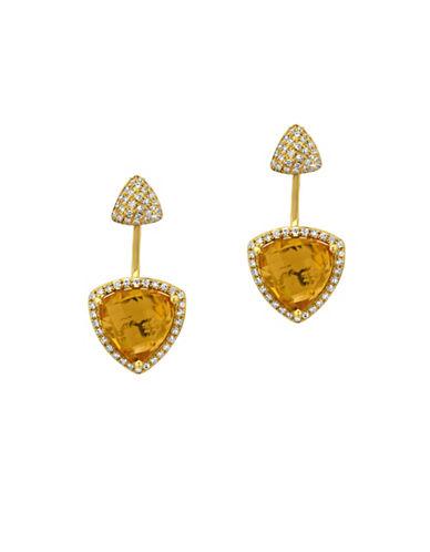 Effy Final Call Citrine, Diamond And 14k Yellow Gold Floater Earrings