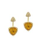 Effy Final Call Citrine, Diamond And 14k Yellow Gold Floater Earrings