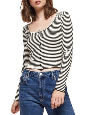 Miss Selfridge Striped Button-front Top