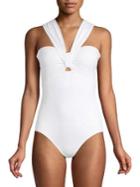 Tommy Bahama Novelty Pearl Solids Halter One-piece Swimsuit