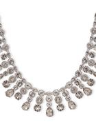 Givenchy White Metal And Glass Stone Imitation Rhodium Drama Collar Necklace