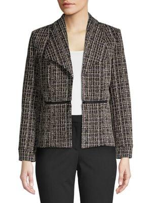 Nipon Boutique Open Collar Knit Tweed Jacket