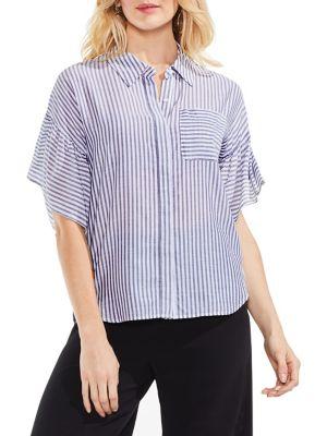 Vince Camuto Striped Flutter Button-down Shirt