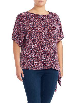 Michael Michael Kors Plus Tiny Wildflower Tie-hem Top