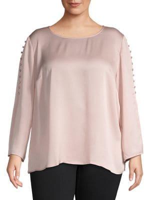 Vince Camuto Plus Long Bell-sleeve Top