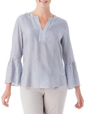 Olsen Stripe Flare Sleeve Tunic