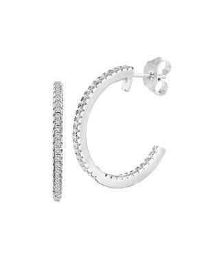 Lord & Taylor Sterling Silver & Crystal Hoop Earrings