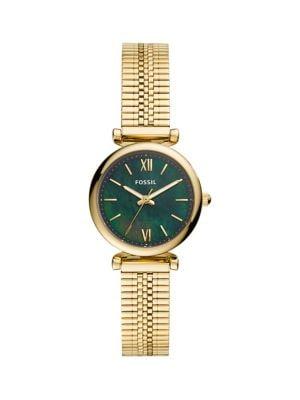 Fossil Carlie Mini Goldtone Stainless Steel Mesh Bracelet Watch
