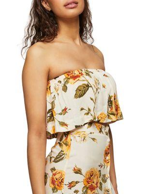 Miss Selfridge Rose-print Bandeau Top