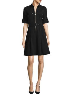 Michael Michael Kors Petite Belted Zip Shirt Dress