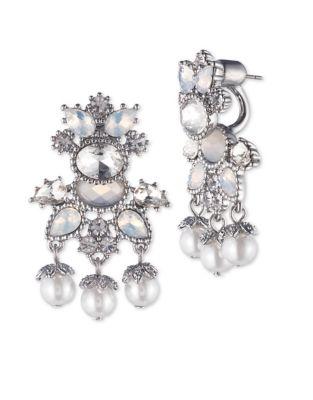 Marchesa Faux Pearl And Crystal Large Floater Earrings