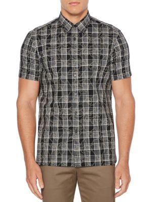 Perry Ellis Short Sleeve Plaid Shirt