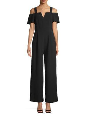 Eliza J Petite Cold-shoulder Wide-leg Jumpsuit