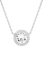 Lord & Taylor 925 Sterling Silver & Swarovski Crystal Round Halo Pendant Necklace