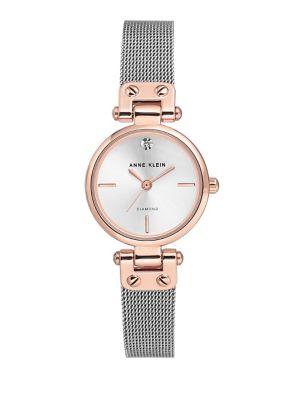 Anne Klein Diamond And Stainless Steel Analog Bracelet Watch