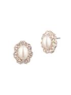 Marchesa Goldtone, Faux Pearl & Crystal Stud Earrings