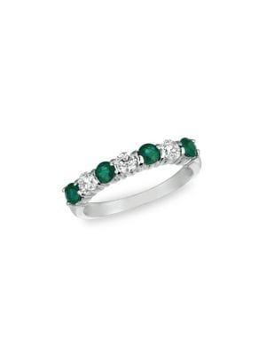 Morris & David 14k White Gold, Diamond & Emerald Ring