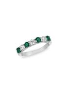 Morris & David 14k White Gold, Diamond & Emerald Ring