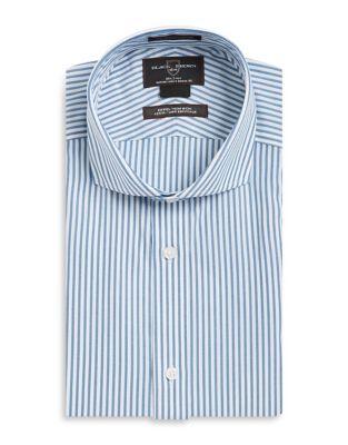 Black Brown Stripe Fitted Button-down Cotton Shirt