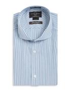 Black Brown Stripe Fitted Button-down Cotton Shirt