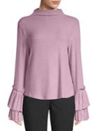B Collection By Bobeau Linda Pleated-cuff Top