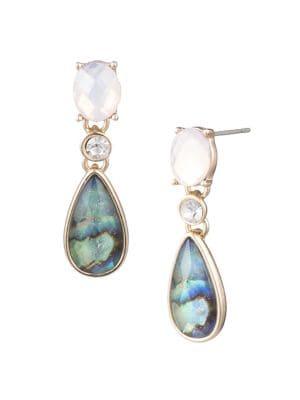 Anne Klein Goldtone, Mother-of-pearl & Crystal Drop Earrings