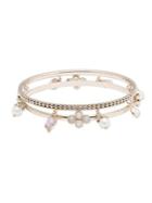 Marchesa Faux Pearl And Crystal Charm Bangle Bracelet