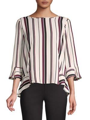 Ivanka Trump Striped Ruffle Blouse