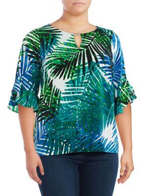 Calvin Klein Plus Printed Ruffled Blouse