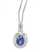 Effy 14k Sapphire And Diamond Pendant In White Gold