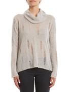 Three Dots Long Sleeve Distressed Sweater