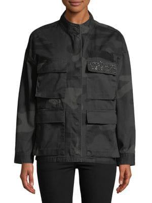 Highline Collective Drop Shoulder Army Camo Jacket With Embellishment