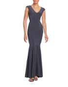 Betsy & Adam Knit Trumpet Gown