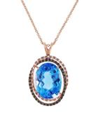 Effy Final Call Diamond, Blue Topaz & 14k Rose Gold Pendant Necklace
