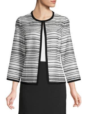 Kasper Striped Three-quarter-sleeve Jacket