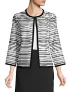 Kasper Striped Three-quarter-sleeve Jacket