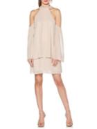 Laundry By Shelli Segal Beaded Cold-shoulder Shift Dress